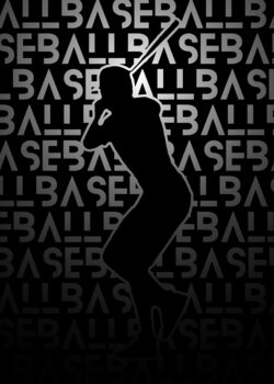 Illustration Baseball Black and White Silhouette