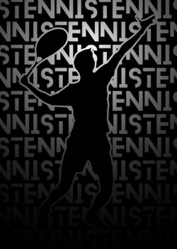Ilustrace Tennis Black and White Silhouette