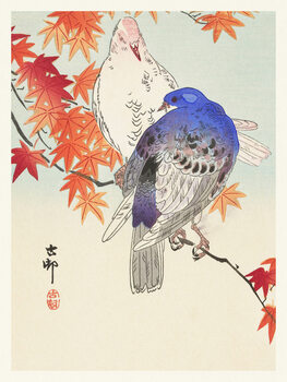 Canvas Print Two Pigeons (Japandi Vintage) - Ohara Koson