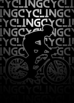 Illustration Cycling Black and White Silhouette