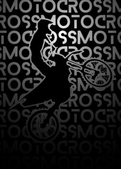 Illustration Motocross Black and White Silhouette