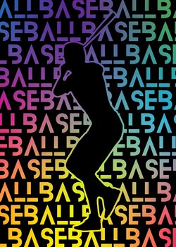 Illustration Baseball Rainbow Silhouette