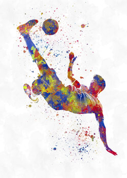 Druk artystyczny Soccer player in watercolor
