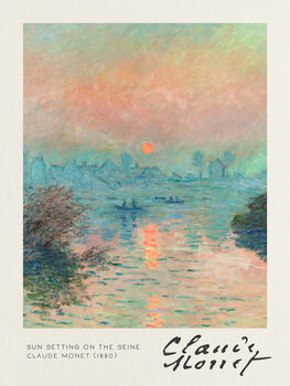Ilustracija Sun Setting on the Seine - Claude Monet