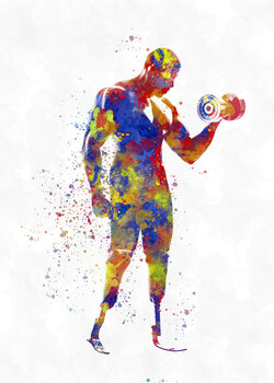 Illustration Paralympic fitness athlete in watercolor