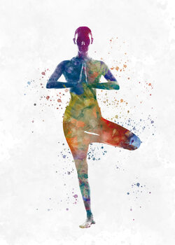 Canvas Print Watercolor yoga exercise