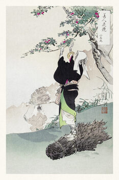 Canvas Print Lady picking Mountain Cherries (Vintage Japandi) - Ogata Gekko