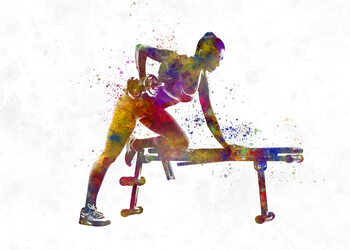 Canvas Print Fitness exercise in watercolor