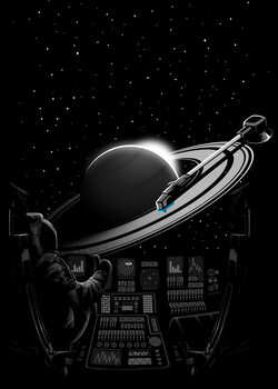 Illustration Dj Astronaut on Saturn