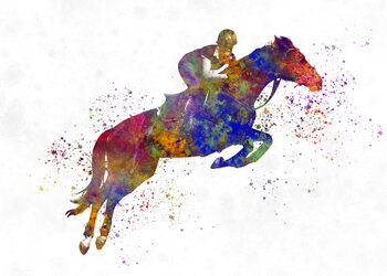 Canvas Print Horse racing in watercolor