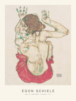 Canvas Print Lady in a Red Skirt (Special Edition Female Nude) - Egon Schiele