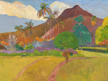 Obraz na plátně Bright Tahitian Landscape (Vintage Mountains) - Paul Gauguin