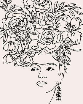 Ilustracja Line Drawing Floral Frida