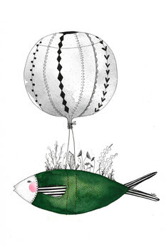 Ilustrace Bianca Peters - Fish and Balloon