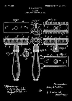 Ilustracija 1901 Vintage Razor Patent Art