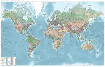 Stadtkarte Mercator world map (physical, political, population) From Janwillemvanaalst
