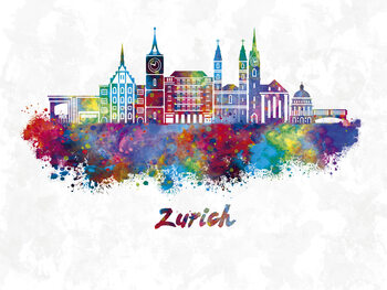 Illustration Zurich skyline