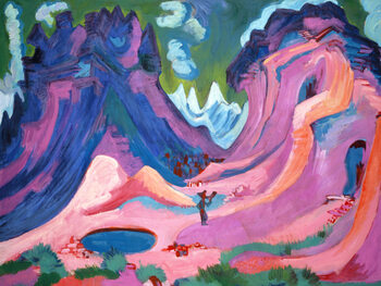 Reprodução do quadro The Amselfluh (Pink & Purple Landscape) - Ernst Ludwig Kirchner