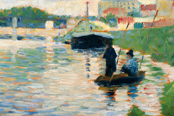 Canvas Print View of the Seine (Vintage Boat) - Georges Seurat