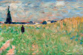 Canvas Print A Summer Landscape (A Man in the Hills) - George Seurat