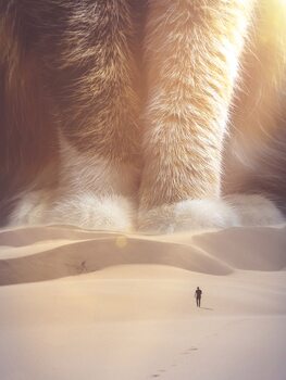 Umělecká fotografie Giant Cat in Desert