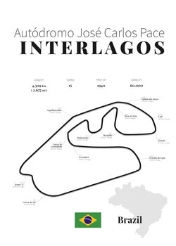 Umělecký tisk Interlagos racetrack (white)