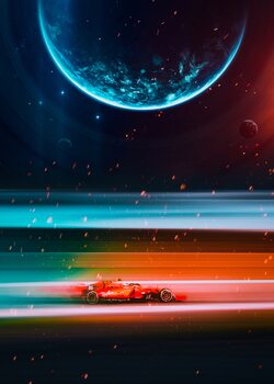 Konsttryck Formula One Speed Space Planet