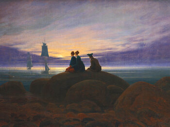 Obraz na plátně Moonrise over the Sea (Sunset / Moonlight / Sunrise Etc.) - Caspar David Friedrich