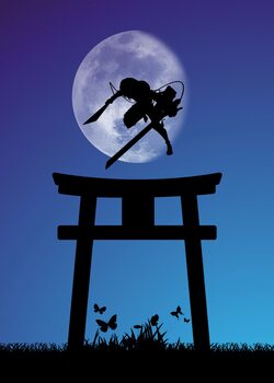 Art Poster Anime Levi Moonlight