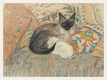 Illustration A Cat & Her Kittchens (Vintage French) - Théophile Steinlen