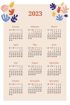 Ilustracja Year calendar 2023 – Matisse style