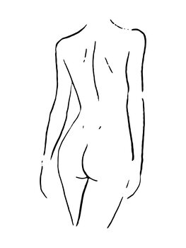 Ilustrare Female body sketch 1 - Black and white