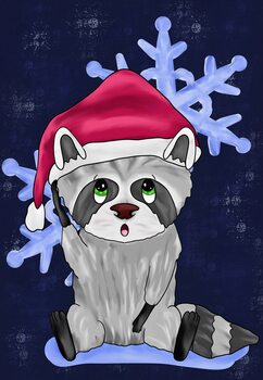 Illustration Cute Christmas raccoon