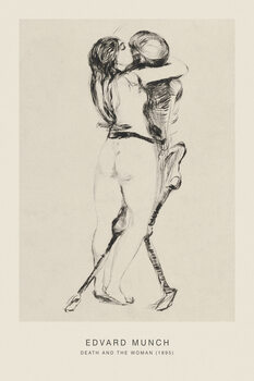 Canvas Print Death & The Woman, She Danced with Death (Dark / Gothic / Halloween Sketch) - Edvard Munch
