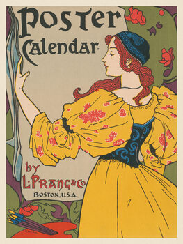 Ilustrace Poster Calender (Vintage Ad with Beautiful Girl) - Louis Rhead