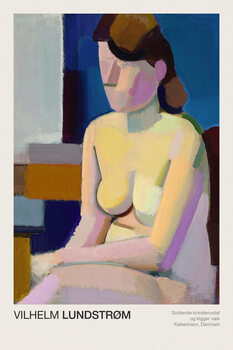 Obraz na płótnie Sitting Female Model, in the nude (Naked Lady Painting) Looking Away - Vilhelm Lundstrøm