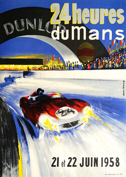 Canvas Print 1958 24h Le Mans Grand Prix Automobile Race Poster