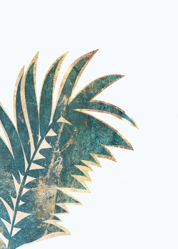 Illustration Golden Palm Leaf Teal