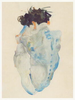 Obraz na plátně Nudity in Blue (Nude Portrait) - Egon Schiele