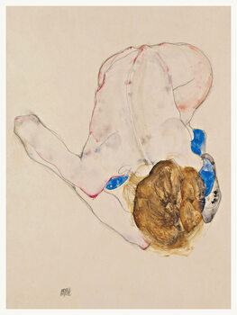 Obraz na plátně Woman in Blue Stockings (Female Nude) - Egon Schiele
