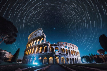 Fotografie Colosseum / Coliseum Rome Italy, Night Circumpolar Timelapse