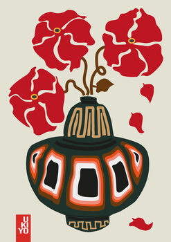 Ilustrácia Ukiyo Vase Flower Greige