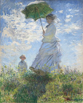 Fine Art Print Woman with a Parasol - Madame Monet and Her Son