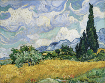 Stampa artistica Wheatfield with Cypresses, 1889