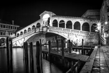 Canvas Print VENICE Rialto Bridge at Night