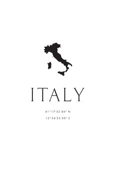 Canvas Print Italy map and coordinates