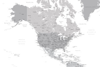 Kartta Map of North America in grayscale