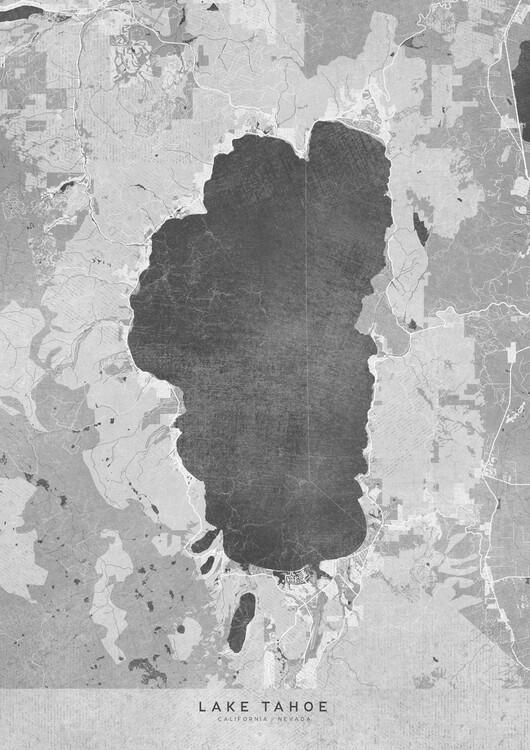 Map Gray vintage map of Lake Tahoe