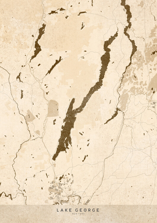 Valokuvatapetti Sepia vintage map of Lake George