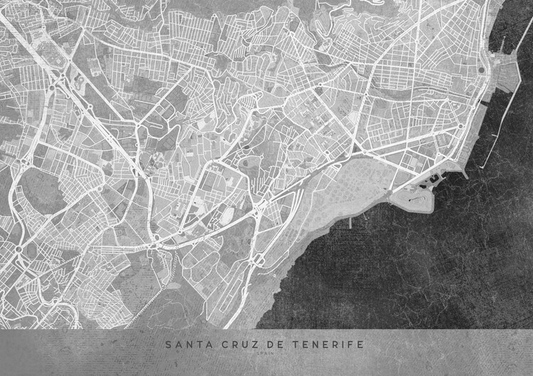 Kartta Gray vintage map of Santa Cruz de Tenerife ǀ Kaikki kaupunkikartat  ja maailmankartat seinälle